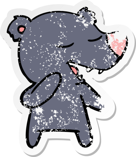 Bir insan tarafından çizilmiş karikatür ayısının sıkıntılı çıkartması.