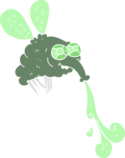 Bir insan tarafından çizilmiş iğrenç sineğin düz renk çizimi