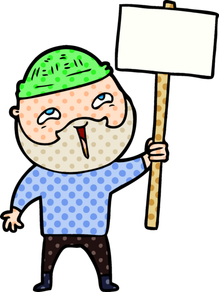 Bir insan tarafından çizilmiş mutlu sakallı bir adam.