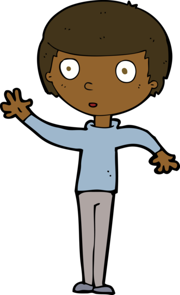 Bir insan tarafından çizilmiş çizgi film bakışlı çocuk.