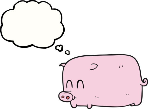 Bir insan tarafından çizilmiş serbest çizim balon çizgi film domuzu.