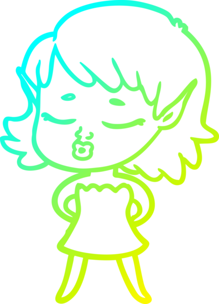 Bir insan tarafından çizilmiş güzel bir elf kızı çizimi.