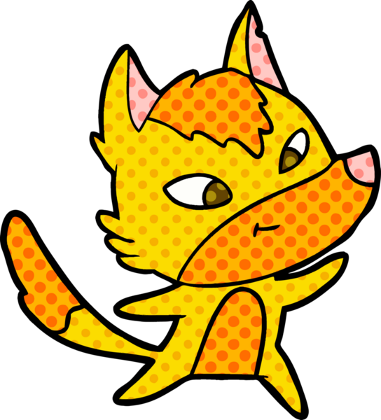 Bir insan tarafından çizilmiş tilki çizgi film karakteri