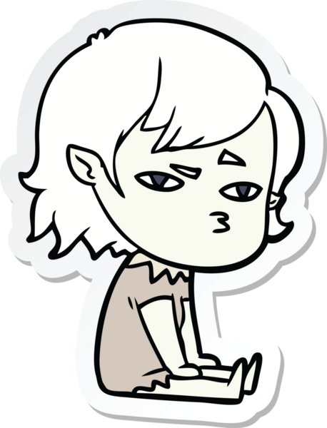 Bir insan tarafından çizilmiş vampir bir kızın çıkartması.