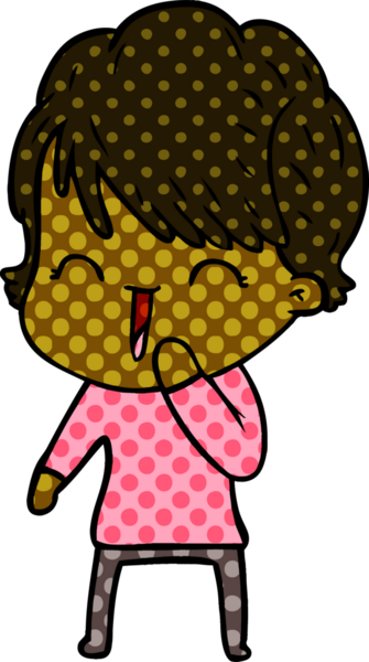 Bir insan tarafından çizilmiş gülen kadın çizgi filmi.