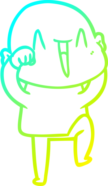 Bir insan tarafından çizilmiş, mutlu, kel bir adamın çizdiği soğuk çizgi.