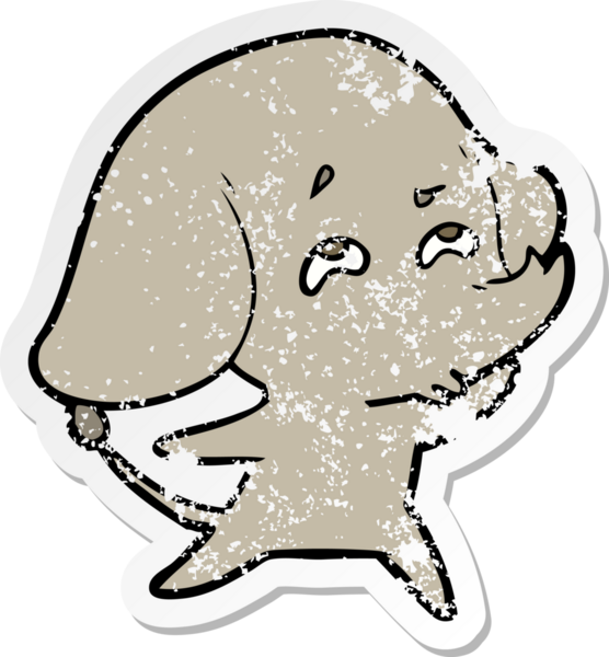 Bir insan tarafından çizilmiş karikatür filinin sıkıntılı çıkartması