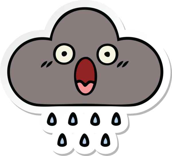 Bir insan tarafından çizilmiş şirin bir fırtına bulutunun çıkartması.