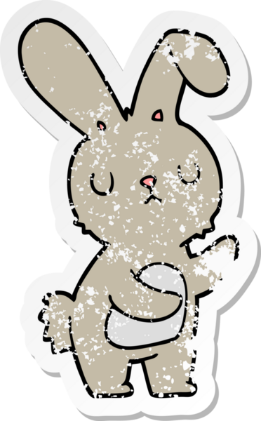 Bir insan tarafından çizilmiş şirin bir tavşanın sıkıntılı çıkartması.