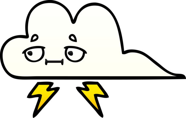 Bir insan tarafından çizilmiş gök gürültüsü bulutunun gölgelenmiş karikatürü