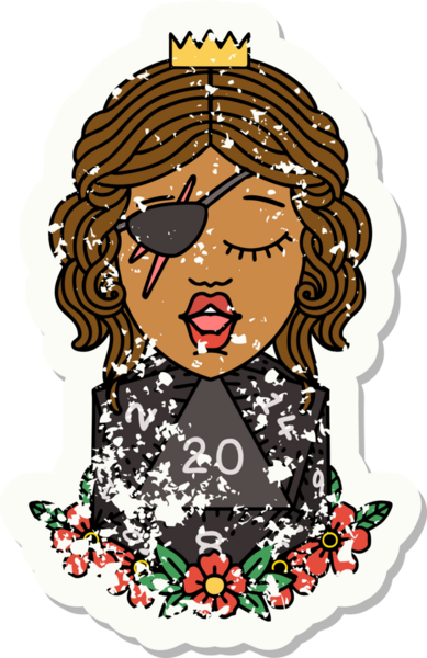 Retro Dövme Tarzı İnsan Rogue Bir insan tarafından çizilmiş 20 zar ile