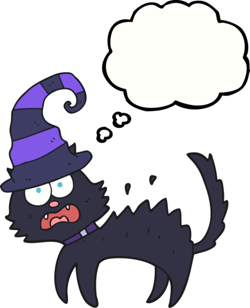 Serbest çizim düşünce balonu çizgi filmi bir insan tarafından çizilmiş kara kediyi korkuttu.