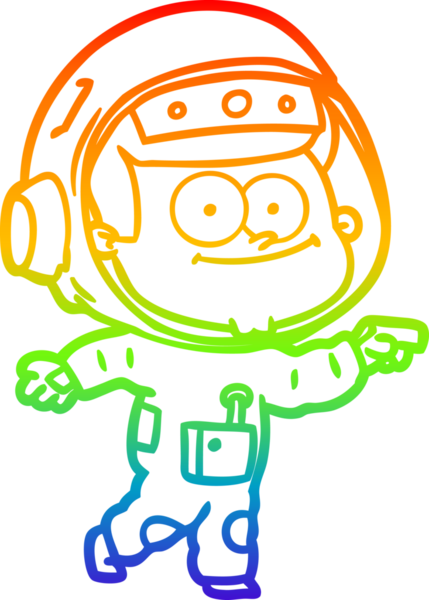 gökkuşağı gradyan çizimi mutlu bir astronot çizgi filmi bir insan tarafından çizildi