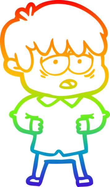 gökkuşağı gradyan çizgi çizimi bir insan tarafından çizilmiş bitkin bir çocuk