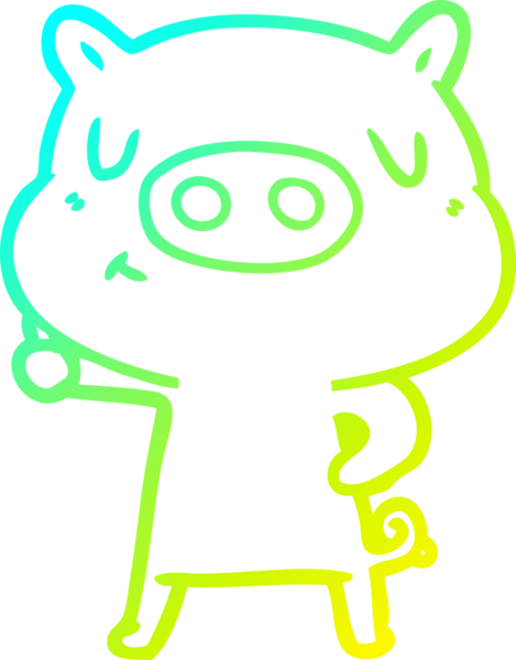 Bir insan tarafından çizilen çizgi film içerikli bir domuzun soğuk çizgi çizimi