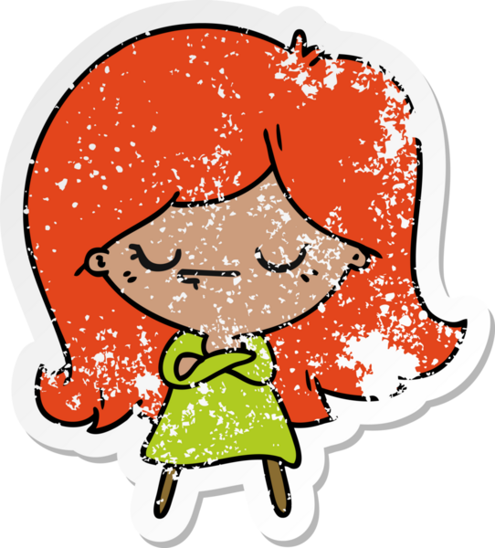 Bir insan tarafından çizilmiş tatlı kawai kızının serbest sticker 'ı.