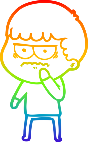 Gökkuşağı gradyan çizgi çizimi Bir insan tarafından çizilmiş rahatsız bir adam