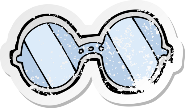 Bir insan tarafından çizilmiş karikatür gözlüğünün gerilimli yapıştırması.