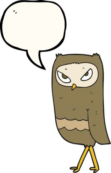 Bir insan tarafından çizilmiş serbest konuşma balonu karikatürü baykuşu