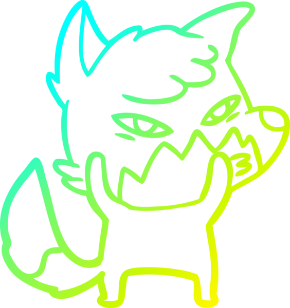 Bir insan tarafından çizilmiş akıllı bir tilkinin soğuk çizgi çizimi.