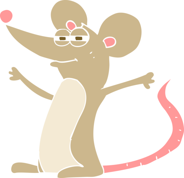 Bir insan tarafından çizilmiş bir farenin düz renk çizimi