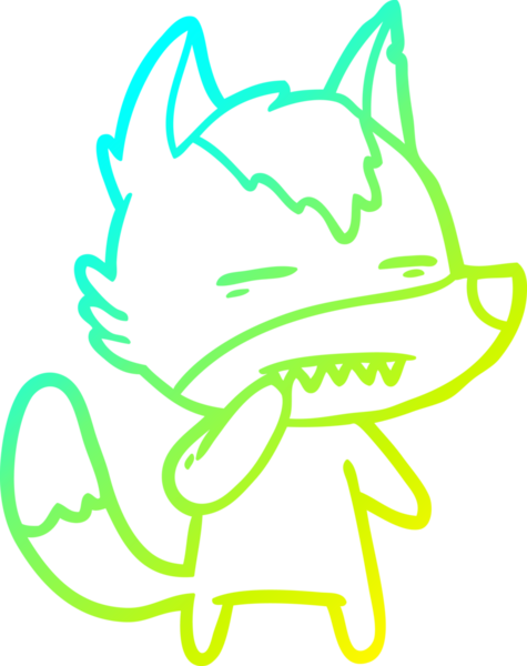 Bir insan tarafından çizilmiş dişleri gösteren kararsız bir kurdun soğuk eğik çizgisi.