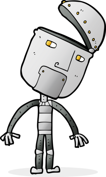 Bir insan tarafından çizilmiş çizgi film robotu