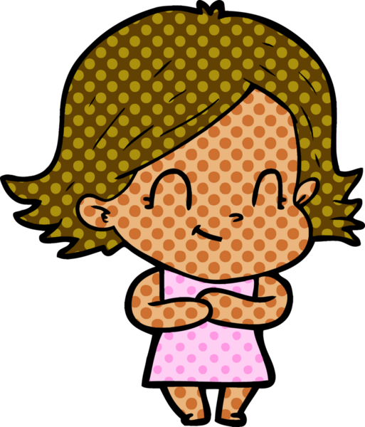 Bir insan tarafından çizilmiş karikatür dostu kız.