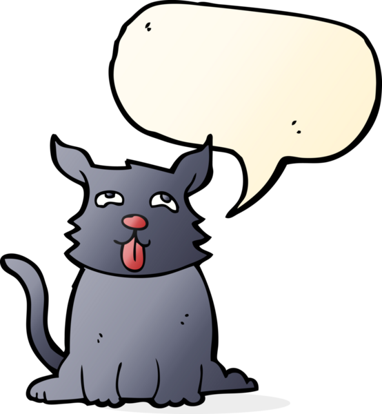 bir insan tarafından çizilmiş konuşma balonlu mutlu bir köpek.