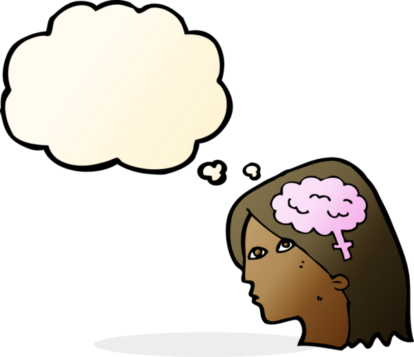 Bir insan tarafından çizilmiş beyin sembollü çizgi kadın kafası.