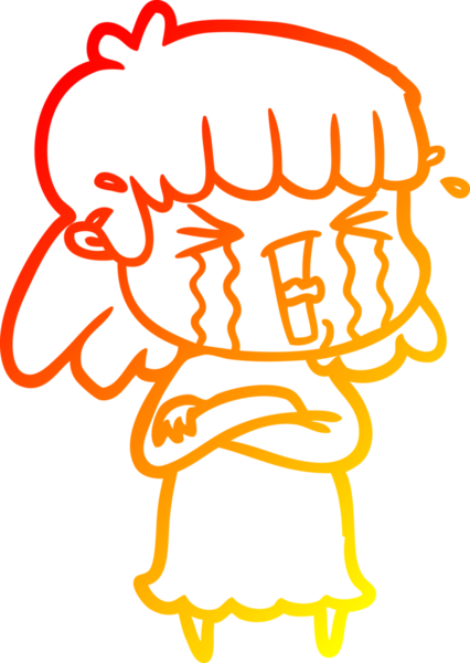 Bir insan tarafından çizilmiş göz yaşları içindeki çizgi film kadını çizimi.