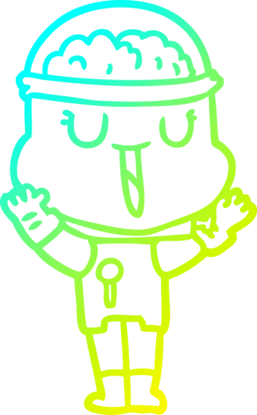 Bir insan tarafından çizilmiş mutlu çizgi film robotu çizimi.