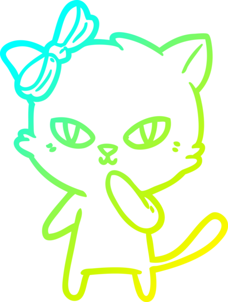 Bir insan tarafından çizilmiş bir çizgi film kedisinin soğuk gradyan çizgisi.
