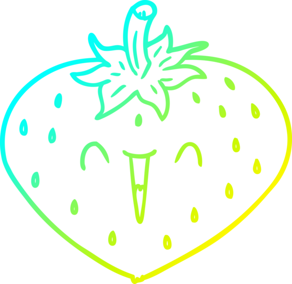 Bir insan tarafından çizilmiş mutlu bir çileğin soğuk gradyan çizimi.