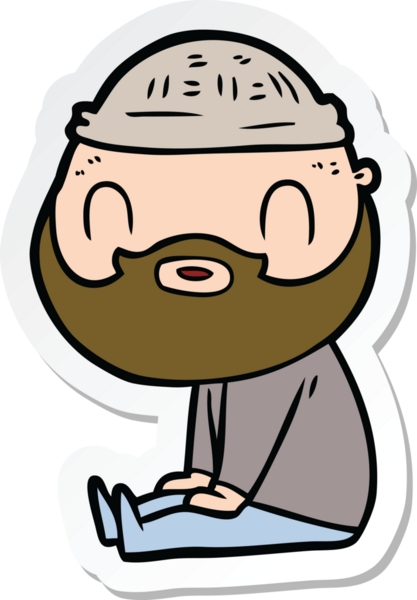 Bir insan tarafından çizilmiş sakallı bir adamın çıkartması.