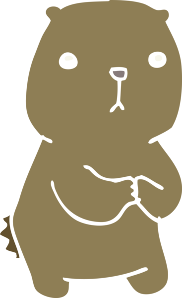 Bir insan tarafından çizilmiş düz renkli, endişeli bir ayı.