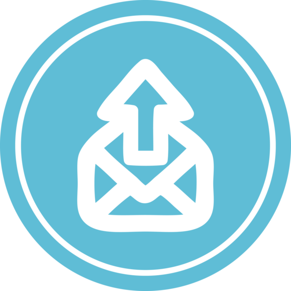 bir insan tarafından çizilmiş e- posta dairesel simgesi gönder