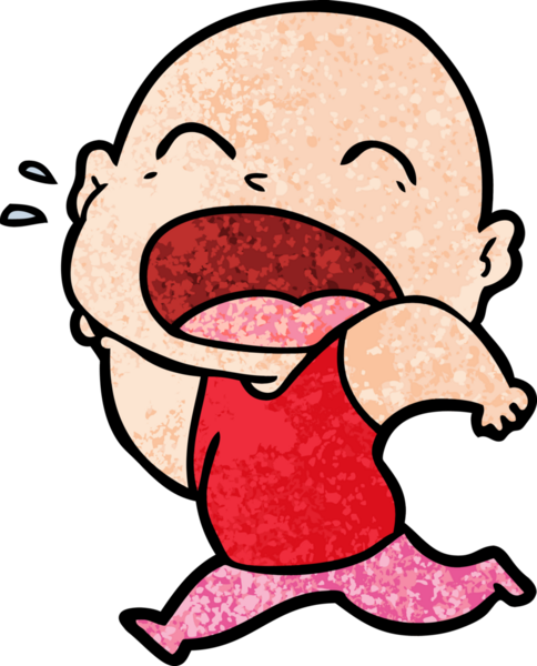 Bir insan tarafından çizilmiş kel adam diye bağıran çizgi film.