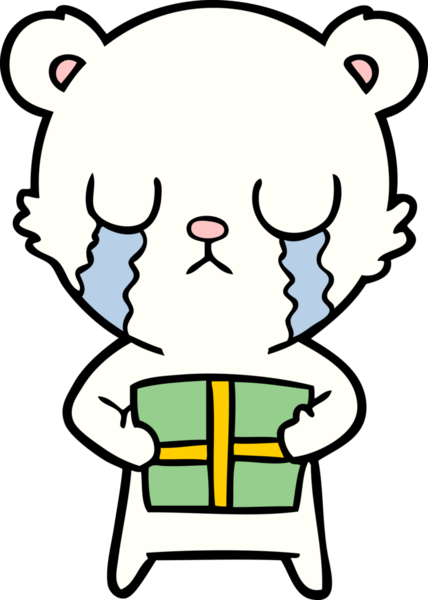 Bir insan tarafından çizilmiş üzgün küçük kutup ayısı çizgi filmi.