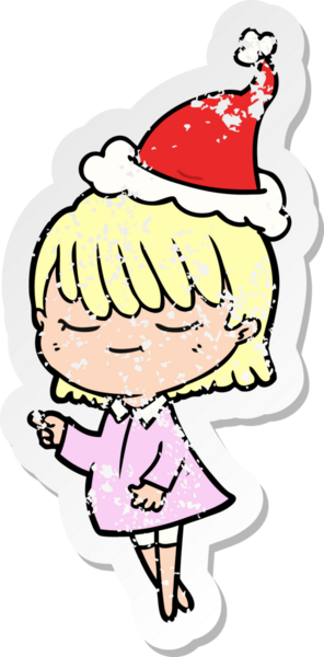 Bir insan tarafından çizilmiş Noel Baba şapkası giymiş bir kadının el yazısı.