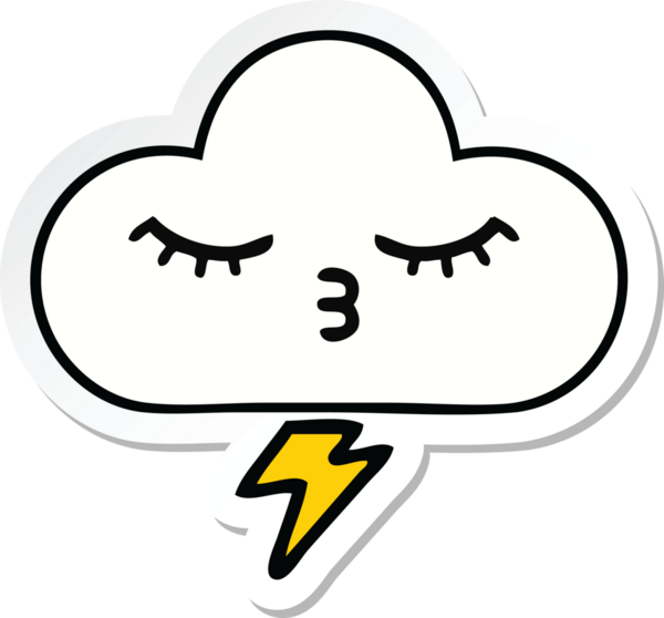 Bir insan tarafından çizilmiş şirin bir gökgürültüsü bulutunun çıkartması.