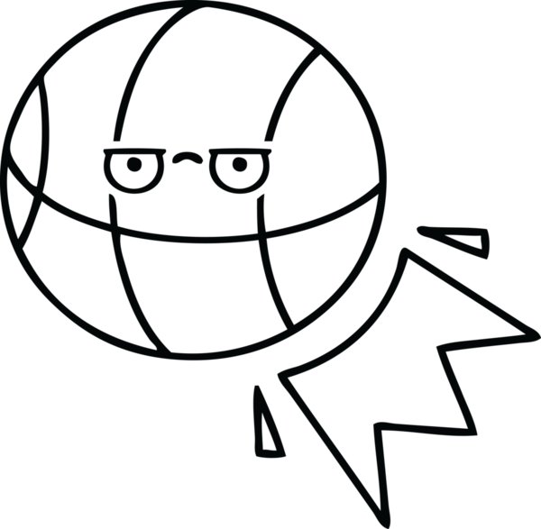 Bir insan tarafından çizilmiş bir basketbol topunun çizgi çizimi