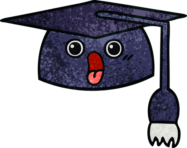 Mezuniyet şapkasının retro grunge deseni bir insan tarafından çizilmiş.