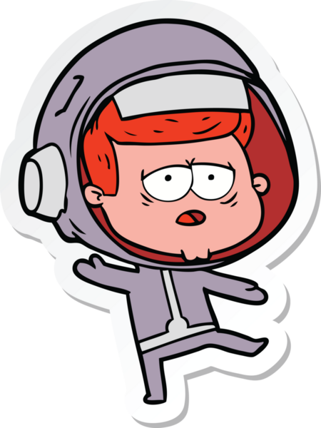 Bir insan tarafından çizilmiş yorgun bir astronotun çıkartması.