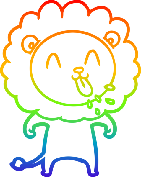 gökkuşağı gradyanı çizimi bir insan tarafından çizilmiş mutlu bir karikatür aslanı
