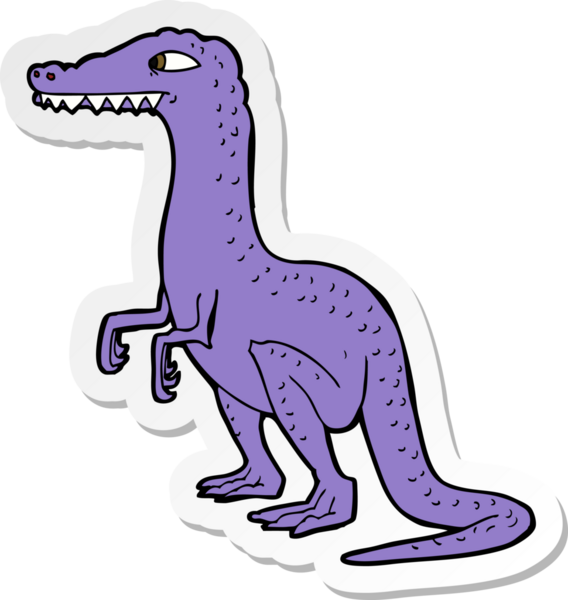 Bir insan tarafından çizilmiş bir dinozorun çıkartması.