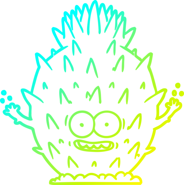 Bir insan tarafından çizilen kaktüsün soğuk gradyan çizgisi.