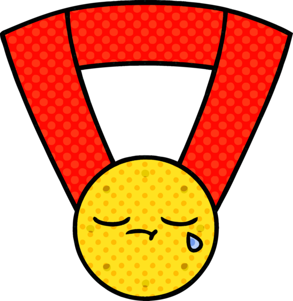 Bir insan tarafından çizilmiş altın madalyanın karikatürü.