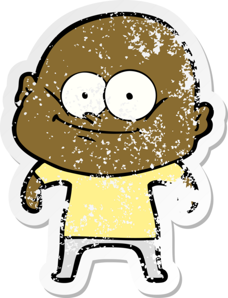 Bir insan tarafından çizilmiş kel bir adamın sıkıntılı çıkartması.