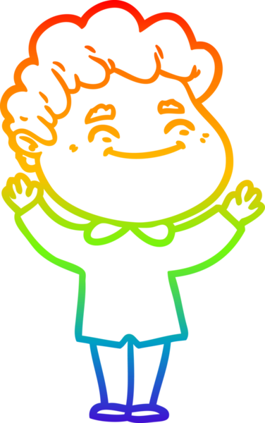 Bir insan tarafından çizilmiş gökkuşağı gradyan çizgi çizimi.